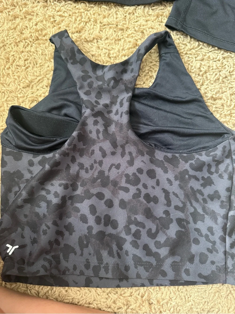 Girls Black & Charcoal Leopard activewear Tops - 3